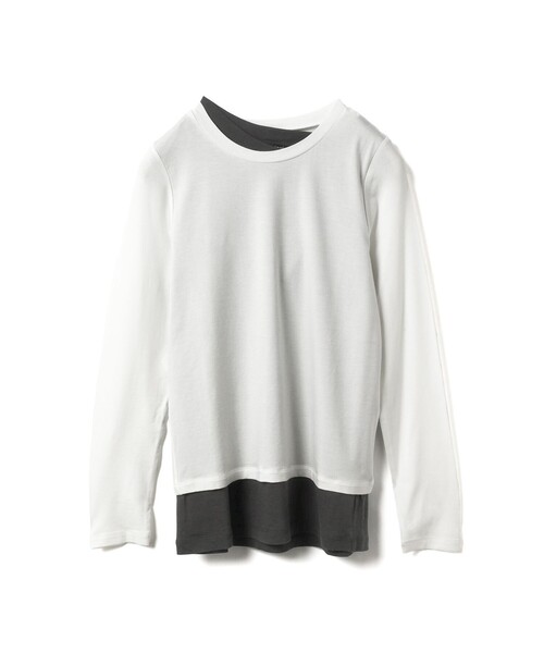 mizuiroind（ミズイロインド）の「mizuiro ind レイヤードTシャツ（Tシャツ/カットソー・レディース・グレー/オフホワイト/ブラック/ブラウン・FREE）」の2枚目の写真