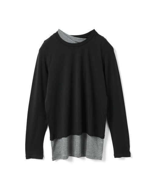 mizuiroind（ミズイロインド）の「mizuiro ind レイヤードTシャツ（Tシャツ/カットソー・レディース・グレー/オフホワイト/ブラック/ブラウン・FREE）」の3枚目の写真