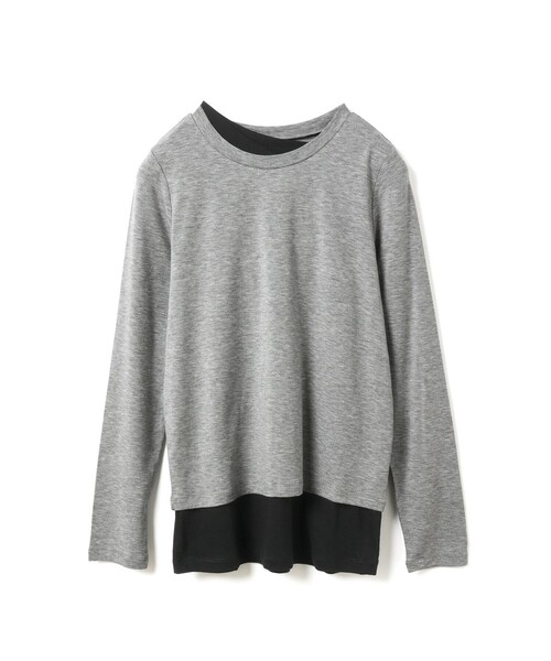mizuiroind（ミズイロインド）の「mizuiro ind レイヤードTシャツ（Tシャツ/カットソー・レディース・グレー/オフホワイト/ブラック/ブラウン・FREE）」の15枚目の写真