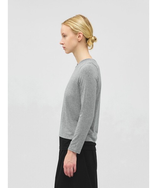 mizuiroind（ミズイロインド）の「mizuiro ind レイヤードTシャツ（Tシャツ/カットソー・レディース・グレー/オフホワイト/ブラック/ブラウン・FREE）」の20枚目の写真