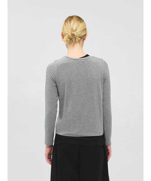 mizuiroind（ミズイロインド）の「mizuiro ind レイヤードTシャツ（Tシャツ/カットソー・レディース・グレー/オフホワイト/ブラック/ブラウン・FREE）」の19枚目の写真