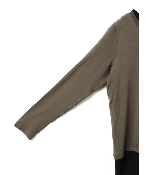 mizuiroind（ミズイロインド）の「mizuiro ind レイヤードTシャツ（Tシャツ/カットソー・レディース・グレー/オフホワイト/ブラック/ブラウン・FREE）」の8枚目の写真