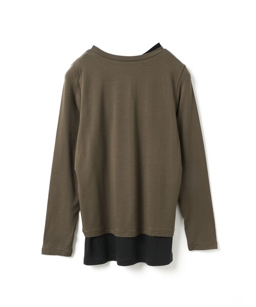 mizuiroind（ミズイロインド）の「mizuiro ind レイヤードTシャツ（Tシャツ/カットソー・レディース・グレー/オフホワイト/ブラック/ブラウン・FREE）」の6枚目の写真