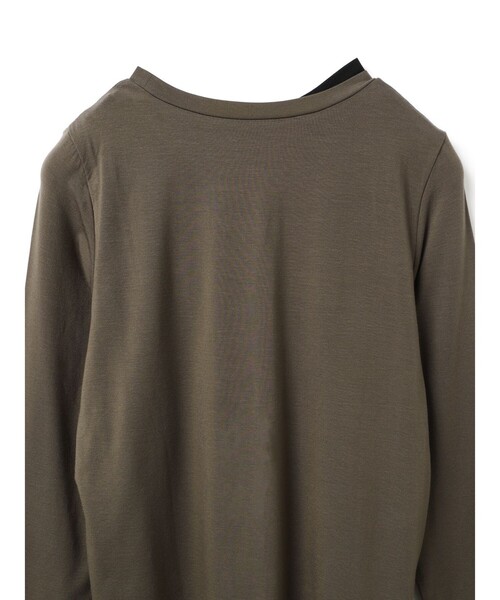 mizuiroind（ミズイロインド）の「mizuiro ind レイヤードTシャツ（Tシャツ/カットソー・レディース・グレー/オフホワイト/ブラック/ブラウン・FREE）」の5枚目の写真