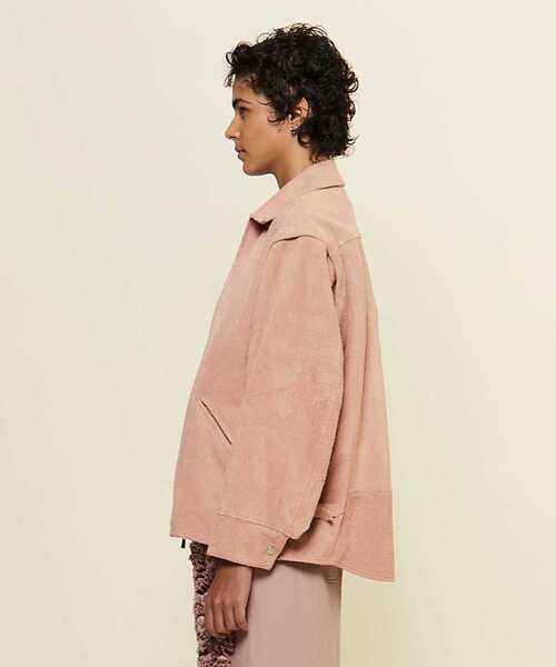 CURRENTAGE（カレンテージ）の「【CURRENTAGE/カレンテージ】Leather jacket（ライダースジャケット・レディース・キャメル/ピンク・1/2）」の5枚目の写真