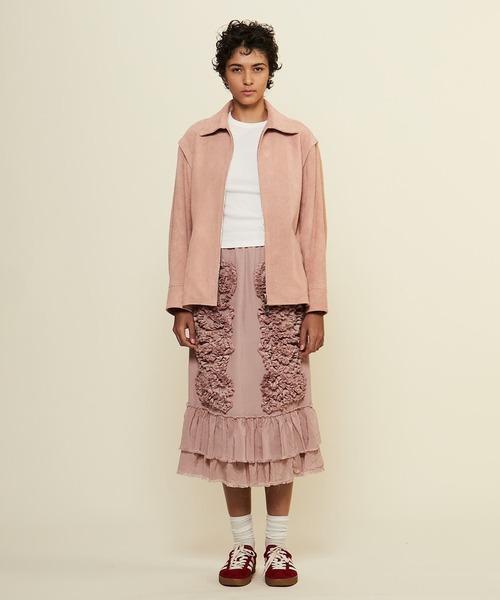 CURRENTAGE（カレンテージ）の「【CURRENTAGE/カレンテージ】Leather jacket（ライダースジャケット・レディース・キャメル/ピンク・1/2）」の7枚目の写真