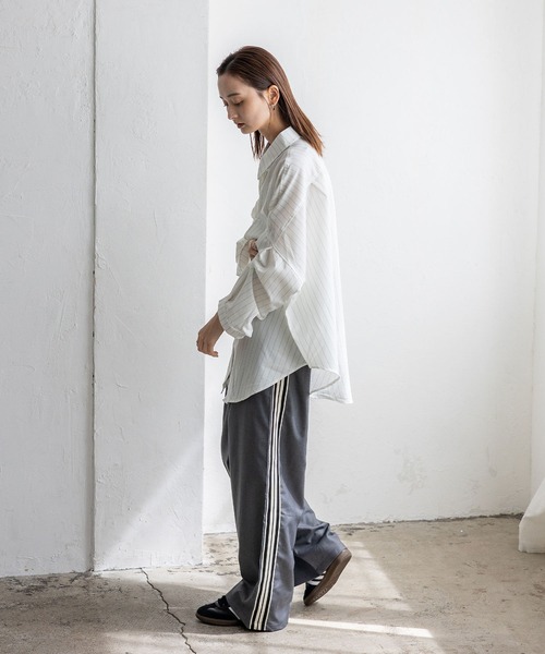 No Rule No Line（ノール－ルノーライン）の「オーバーサイズピンストライプシャツ（シャツ/ブラウス・レディース・ブラック/ホワイト・FREE）」の9枚目の写真