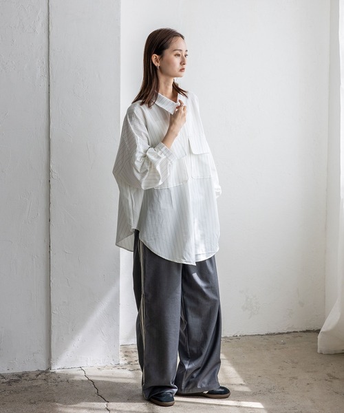 No Rule No Line（ノール－ルノーライン）の「オーバーサイズピンストライプシャツ（シャツ/ブラウス・レディース・ブラック/ホワイト・FREE）」の12枚目の写真