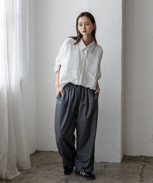 No Rule No Line（ノール－ルノーライン）の「オーバーサイズピンストライプシャツ（シャツ/ブラウス・レディース・ブラック/ホワイト・FREE）」の13枚目の写真