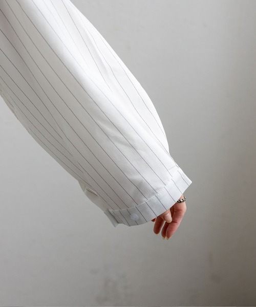 No Rule No Line（ノール－ルノーライン）の「オーバーサイズピンストライプシャツ（シャツ/ブラウス・レディース・ブラック/ホワイト・FREE）」の19枚目の写真