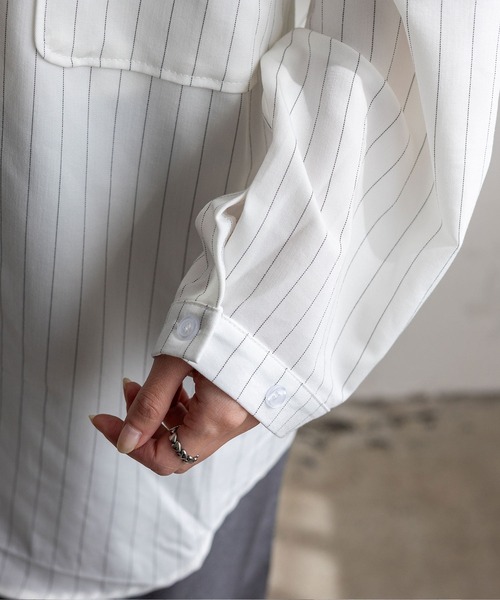 No Rule No Line（ノール－ルノーライン）の「オーバーサイズピンストライプシャツ（シャツ/ブラウス・レディース・ブラック/ホワイト・FREE）」の20枚目の写真