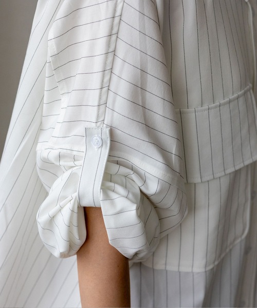 No Rule No Line（ノール－ルノーライン）の「オーバーサイズピンストライプシャツ（シャツ/ブラウス・レディース・ブラック/ホワイト・FREE）」の22枚目の写真