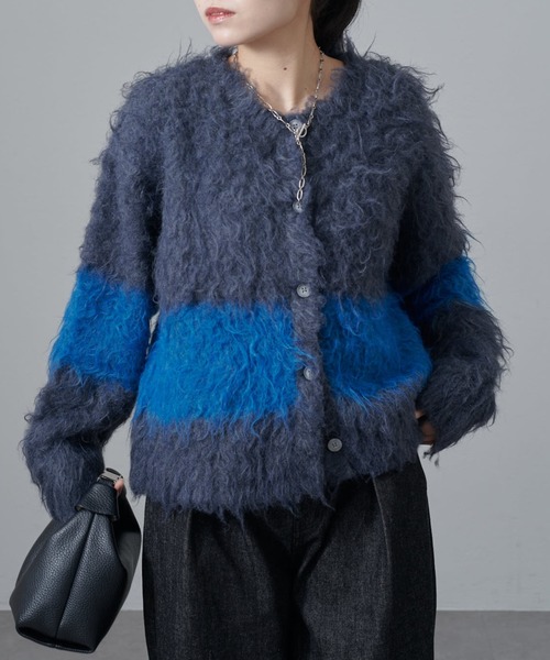 Lui's（ルイス）の「配色シャギーカーディガン（ニット/セーター・レディース・チャコールグレー/アイボリー/ブラック・FREE）」の22枚目の写真