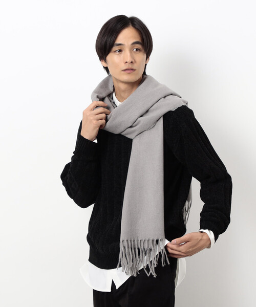 COMME CA ISM(コムサイズム)の「ツイル ソリッド ストール(ストール/ショール・メンズ・ネイビー/グレー/ブルー・FREE)」の4枚目の写真