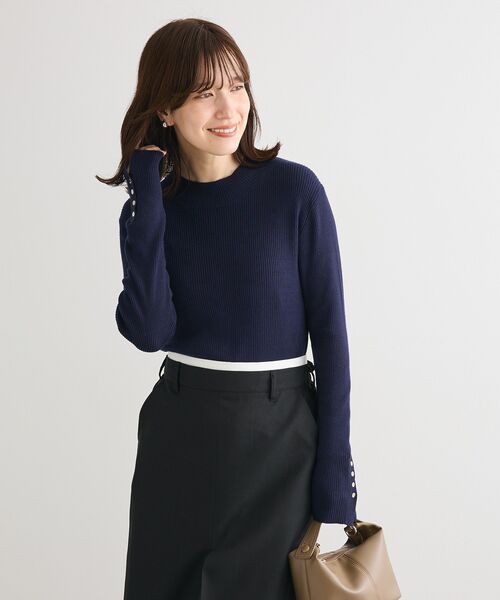 Green　Parks（グリーンパークス）の「袖口金釦リブニットプルオーバー（ニット/セーター・レディース・ボルドー/ダークネイビー/イエロー/ライトベージュ/杢グレー/その他7・FREE）」の22枚目の写真