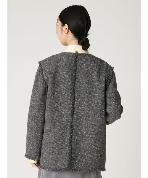セール】2wayベストツイードジャケット（ノーカラージャケット）｜FRAY