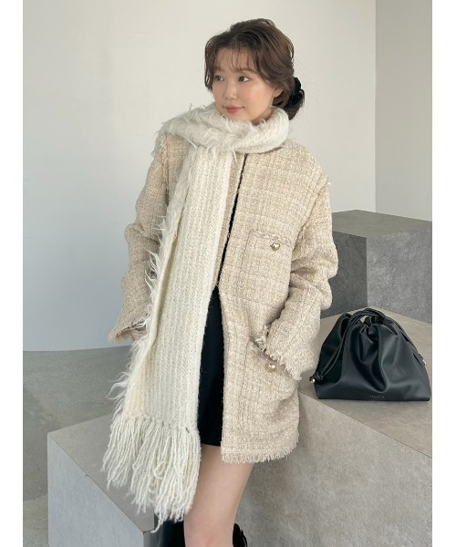 【新品】フレイアイディー　ノーカラージャケット　定価34100円　ホワイト　F ノーカラージャケット｜FRAY I.D（フレイ アイディー）の通販