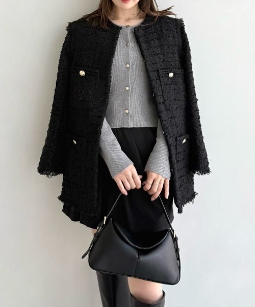 2wayベストツイードジャケット（ノーカラージャケット）｜FRAY I.D