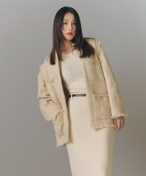 セール】2wayベストツイードジャケット（ノーカラージャケット）｜FRAY