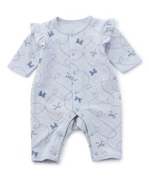 【リンク】リボン柄ニットキルトカバーオール