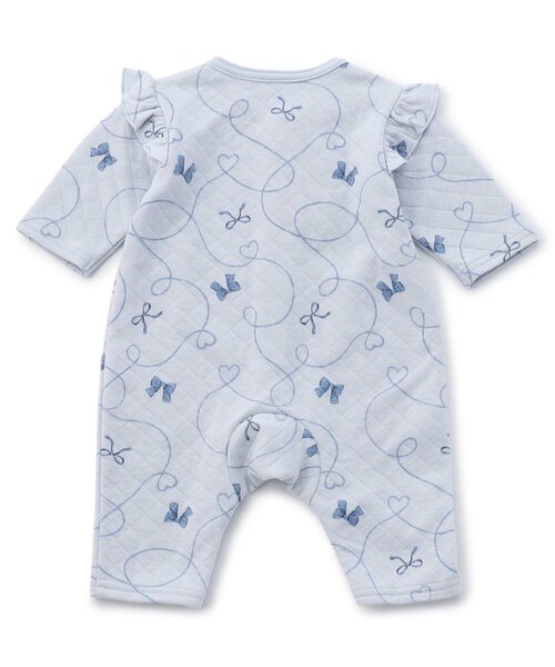 Ampersand(アンパサンド)の「【リンク】リボン柄ニットキルトカバーオール(ロンパース・キッズ・オフホワイト/サックスブルー・60/70/80)」の4枚目の写真