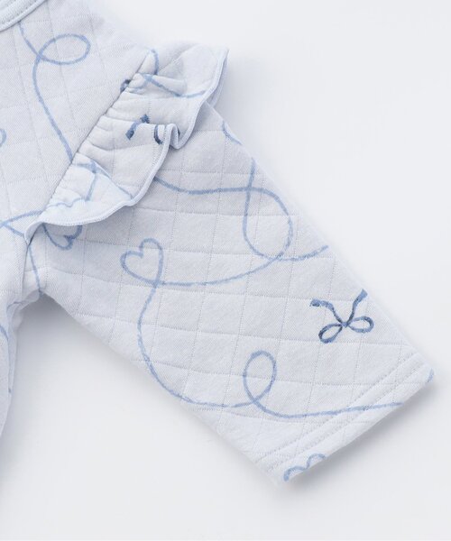 Ampersand(アンパサンド)の「【リンク】リボン柄ニットキルトカバーオール(ロンパース・キッズ・オフホワイト/サックスブルー・60/70/80)」の6枚目の写真