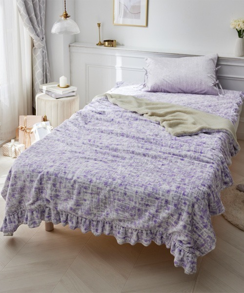 ツイード柄フリル毛布&ブランケット│ブランケット【フルーエ/大人