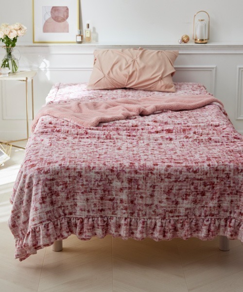 ツイード柄フリル毛布&ブランケット│ブランケット【フルーエ/大人