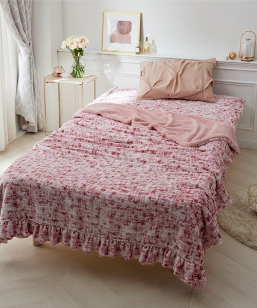 ツイード柄フリル毛布&ブランケット│ブランケット【フルーエ/大人