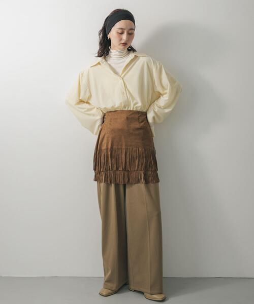 SENSE OF PLACE by URBAN RESEARCH(センスオブプレイスバイアーバンリサーチ)の「マルチコードツキベロアシャツ(シャツ/ブラウス・レディース・アイボリー/ブラウン/ネイビー・ONE)」の7枚目の写真