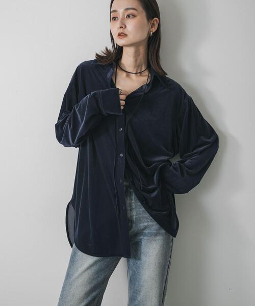 SENSE OF PLACE by URBAN RESEARCH(センスオブプレイスバイアーバンリサーチ)の「マルチコードツキベロアシャツ(シャツ/ブラウス・レディース・アイボリー/ブラウン/ネイビー・ONE)」の13枚目の写真