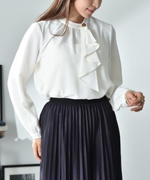 INTERPLANET | 【UV・接触冷感】ポーラゴールド釦ラッフル衿ブラウス(シャツ/ブラウス)