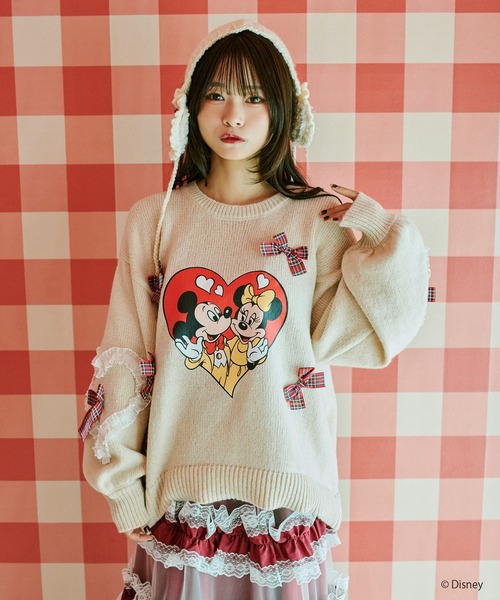 クティールとレトロ　ミッキーマウス　ニット クティールとレトロ ミッキー ニット レッド クティールとレトロ