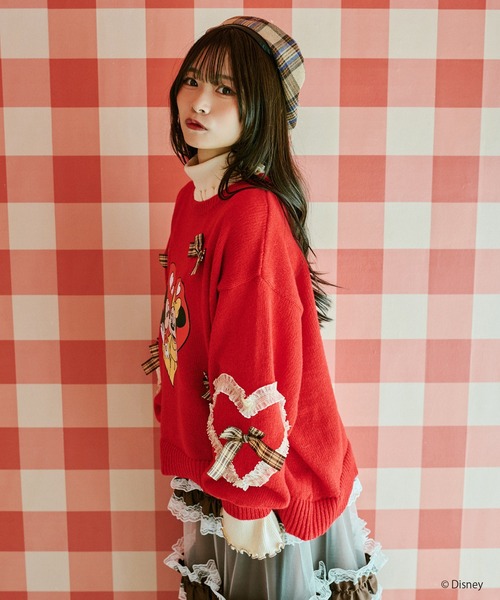 クティールとレトロ　ミッキーマウス　ニット クティールとレトロ ミッキー ニット レッド クティールとレトロ