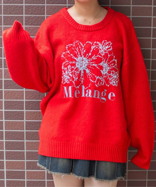 GORGE(ゴージ)の「《テープヤーン×ロゴ刺繍》レディース ニット プルオーバー 花柄モチーフ 秋冬(ニット/セーター・レディース・ネイビー/レッド/グレー/アイボリー・F)」の9枚目の写真