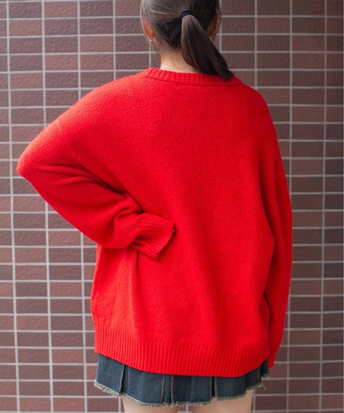 GORGE(ゴージ)の「《テープヤーン×ロゴ刺繍》レディース ニット プルオーバー 花柄モチーフ 秋冬(ニット/セーター・レディース・ネイビー/レッド/グレー/アイボリー・F)」の11枚目の写真