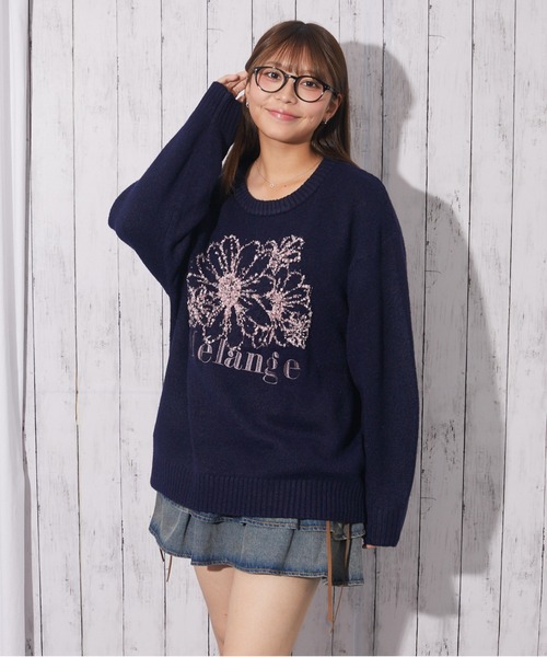 GORGE(ゴージ)の「《テープヤーン×ロゴ刺繍》レディース ニット プルオーバー 花柄モチーフ 秋冬(ニット/セーター・レディース・ネイビー/レッド/グレー/アイボリー・F)」の12枚目の写真