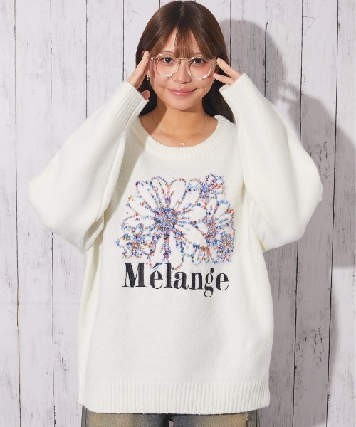 GORGE(ゴージ)の「《テープヤーン×ロゴ刺繍》レディース ニット プルオーバー 花柄モチーフ 秋冬(ニット/セーター・レディース・ネイビー/レッド/グレー/アイボリー・F)」の15枚目の写真