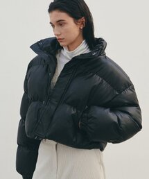 NICK&NICOLE（ニックアンドニコール）の「PREMIUM VEGAN LEATHER Cropped Puffer Jacket_BLACK（ダウンジャケット/コート・レディース）」