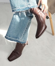 michan×VIVIANコラボ ピース付きベルトデザインストレッチショートブーツ