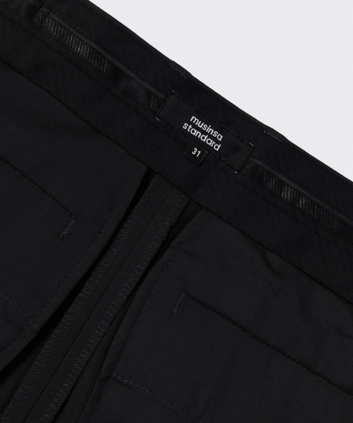 MUSINSA STANDARD（ムシンサスタンダード）の「フレアヒドゥンバンディングスラックス[ブラック]（スラックス・メンズ・その他・26/29/30/31/32/33/34/36/38/40/42/27/28）」の6枚目の写真