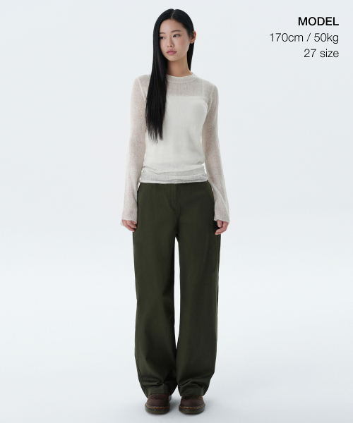 MUSINSA STANDARD WOMAN（ムシンサスタンダードウーマン）の「レディースワイドチノパンツ[カーキ]（その他パンツ・レディース・その他・30/24/25/26/27/28/29）」の2枚目の写真
