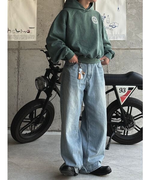 PUNCH DRUNK PARTIES(パンチドランクパーティーズ)の「Circle Logo Garment Dyed Hoodie (GREEN)(パーカー・レディース・その他・0)」の3枚目の写真