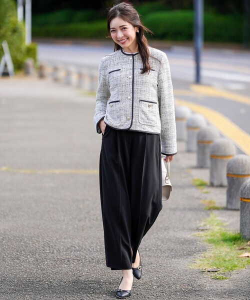 ANY SIS（エニィスィス）の「ネップツイード ジャケット（ノーカラージャケット・レディース・ネイビー系・MEDIUM）」の4枚目の写真