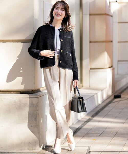 ANY SIS（エニィスィス）の「ネップツイード ジャケット（ノーカラージャケット・レディース・ネイビー系・MEDIUM）」の6枚目の写真