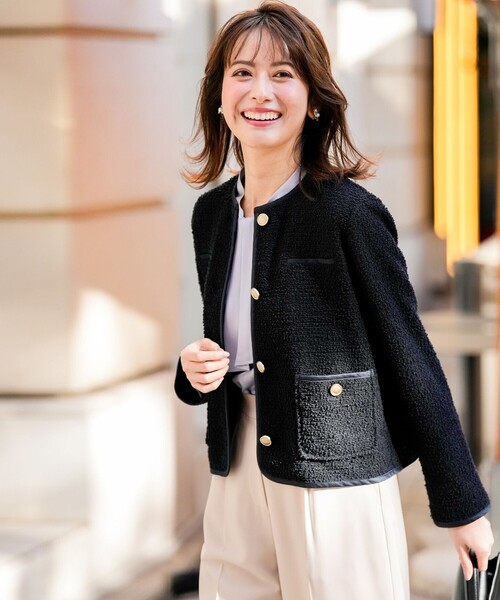 ANY SIS（エニィスィス）の「ネップツイード ジャケット（ノーカラージャケット・レディース・ネイビー系・MEDIUM）」の7枚目の写真