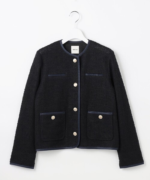 ANY SIS（エニィスィス）の「ネップツイード ジャケット（ノーカラージャケット・レディース・ネイビー系・MEDIUM）」の8枚目の写真