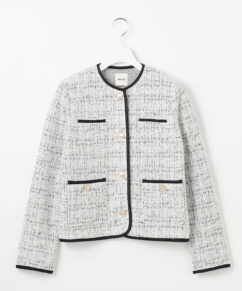 ANY SIS（エニィスィス）の「ネップツイード ジャケット（ノーカラージャケット・レディース・ネイビー系・MEDIUM）」の9枚目の写真