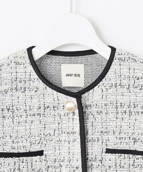 ANY SIS（エニィスィス）の「ネップツイード ジャケット（ノーカラージャケット・レディース・ネイビー系・MEDIUM）」の11枚目の写真