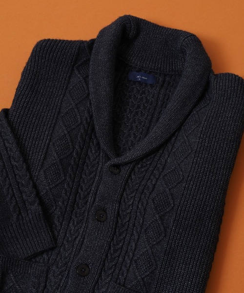 FUNALIVE（ファンアライブ）の「アランケーブル柄ショールニットカーディガン（カーディガン/ボレロ・メンズ・オフホワイト/グレー/ブラック/グレイッシュベージュ/バーガンディー/ネイビー・M/L/XL）」の2枚目の写真